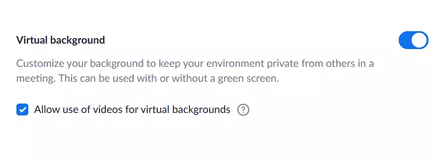 Impostazioni sullo Sfondo virtuale di Zoom