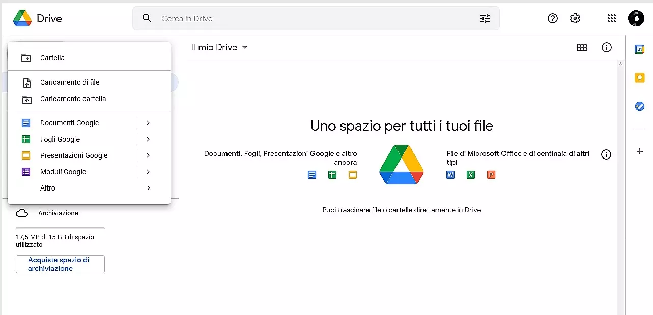 Caricamento file in Google Drive