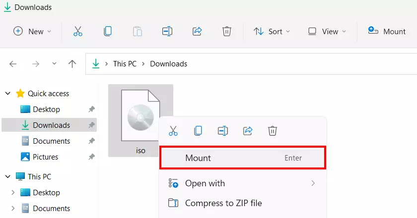 Windows 11: file ISO nella cartella Download