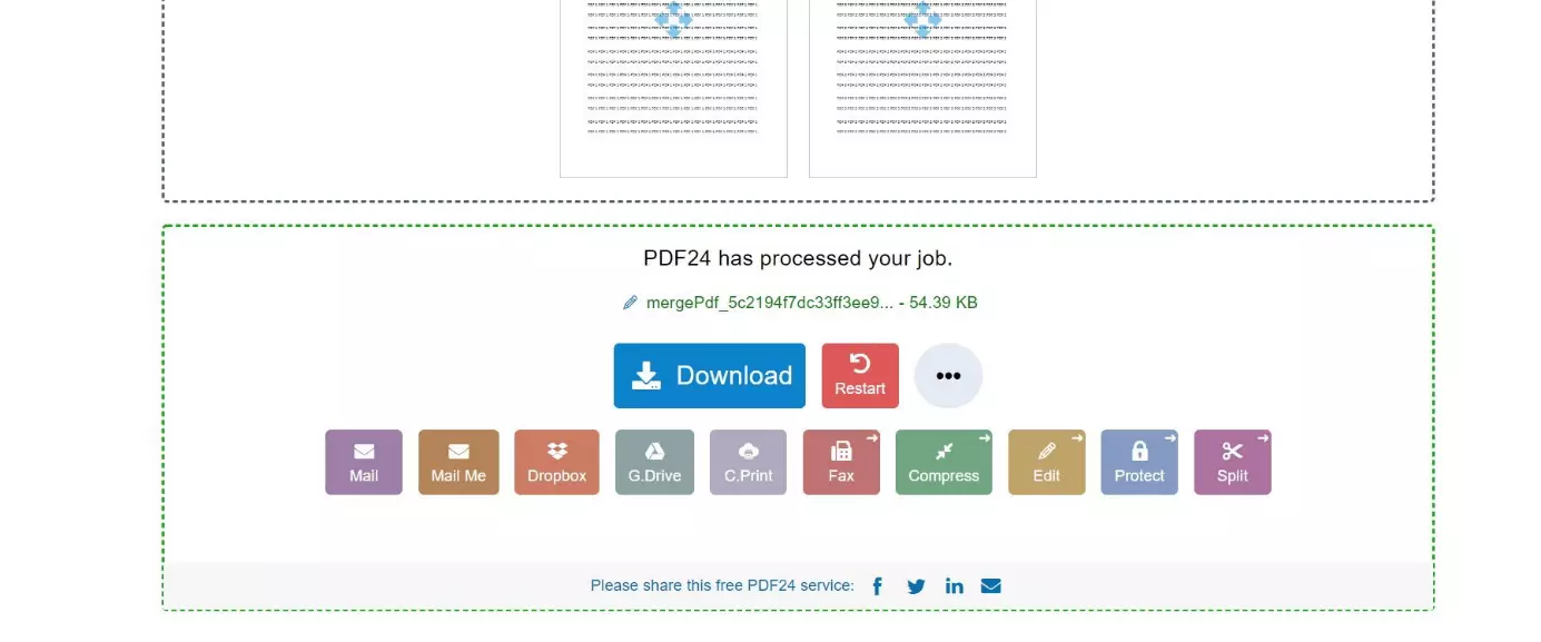 Opzioni di esportazione quando unite file PDF con PDF24 Tools