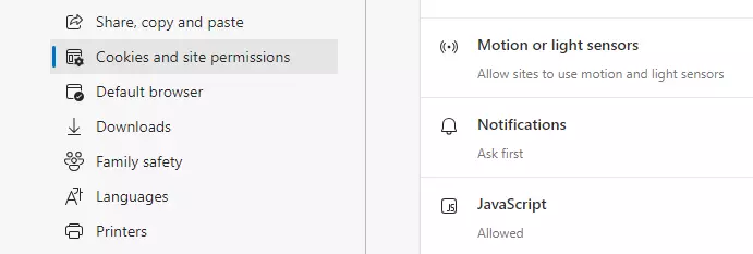 Voce di menu JavaScript in Edge