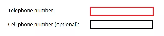 Campi di un modulo evidenziati