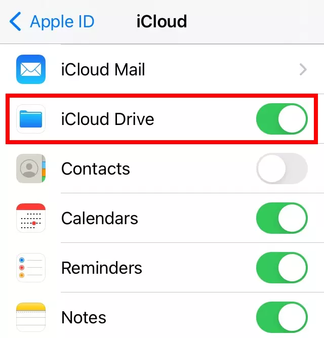 iCloud Drive: impostazioni nell’area “ID Apple”.