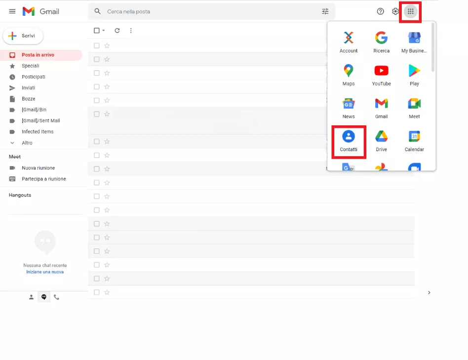 Account Google: “Contatti” nell’elenco delle app