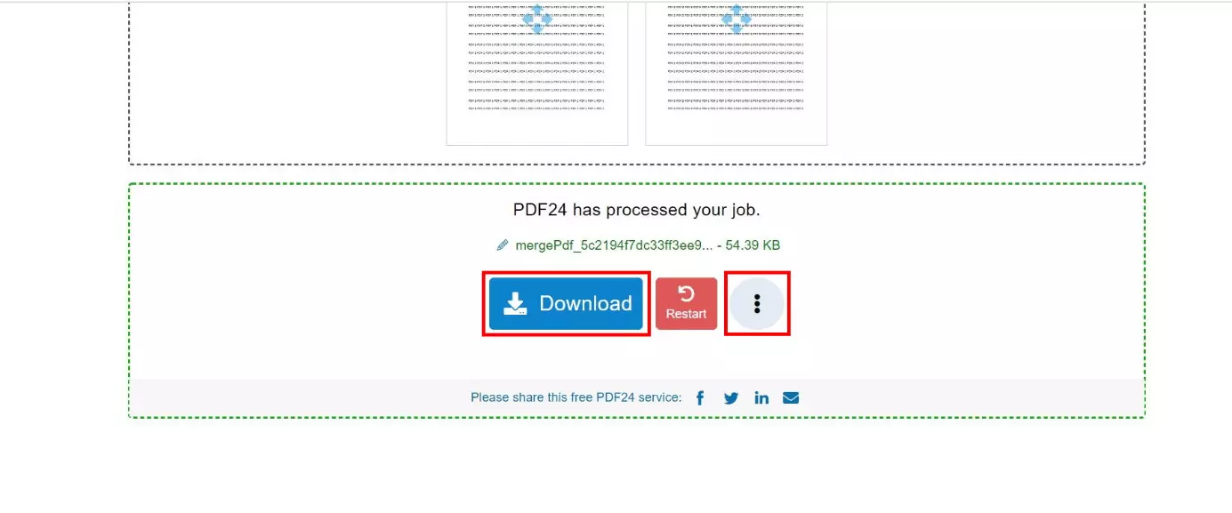 PDF24 Tools dopo l’esportazione di un nuovo PDF