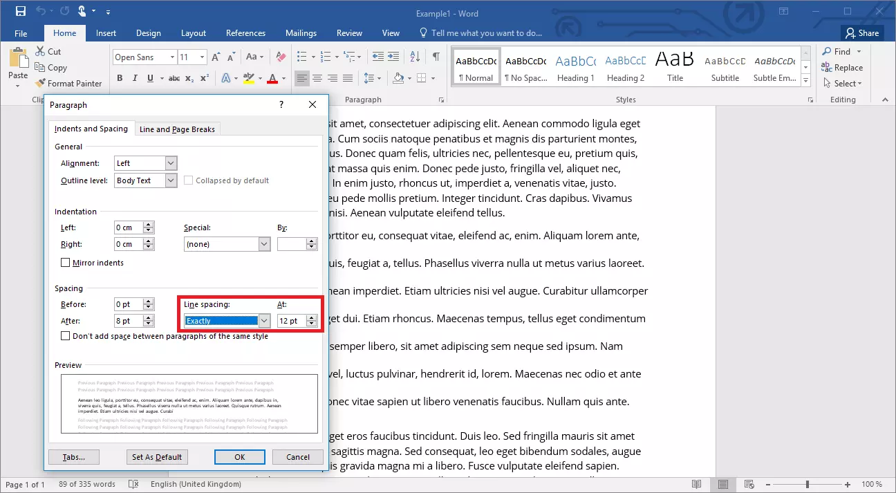 Modificare l’interlinea in Word in modo esatto