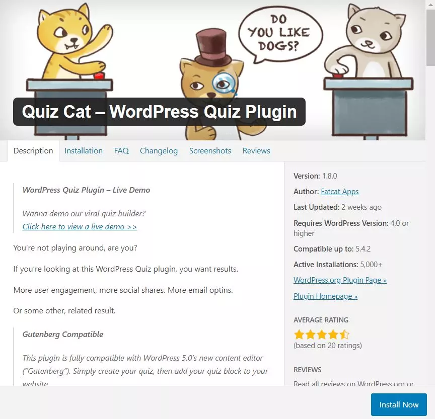 Plug-in per quiz di WordPress: Quiz Cat