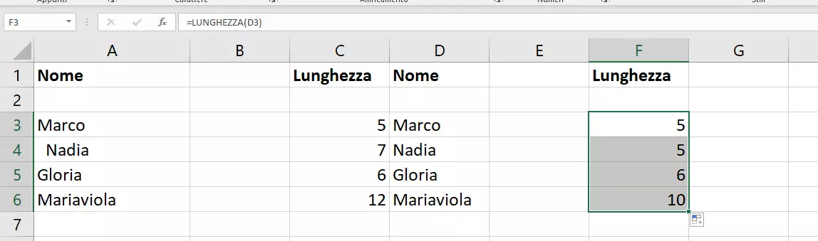 Excel: verificare il numero corretto di caratteri con la funzione LUNGHEZZA