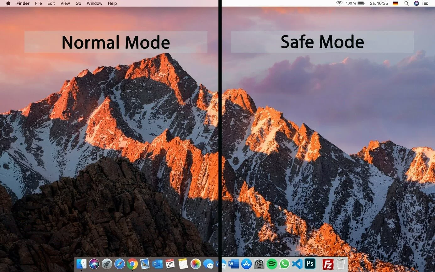 macOS: confronto tra la “Modalità tradizionale” e la “Modalità provvisoria”