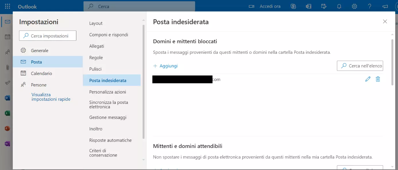 Impostazioni della posta indesiderata in Outlook.com