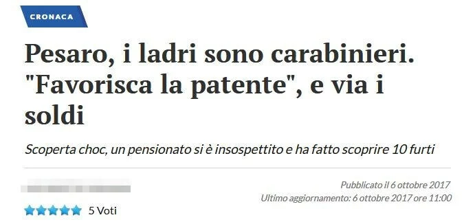 Screenshot dell’intestazione di un articolo della testata online del Resto del Carlino