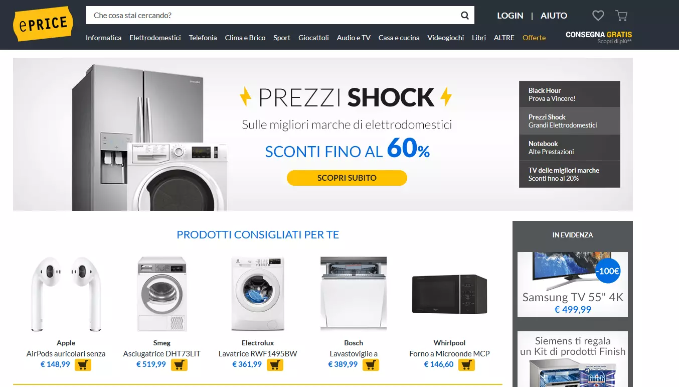 Homepage di ePrice