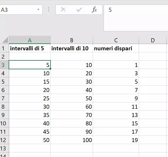 Numerazione con diversi modelli di conteggio