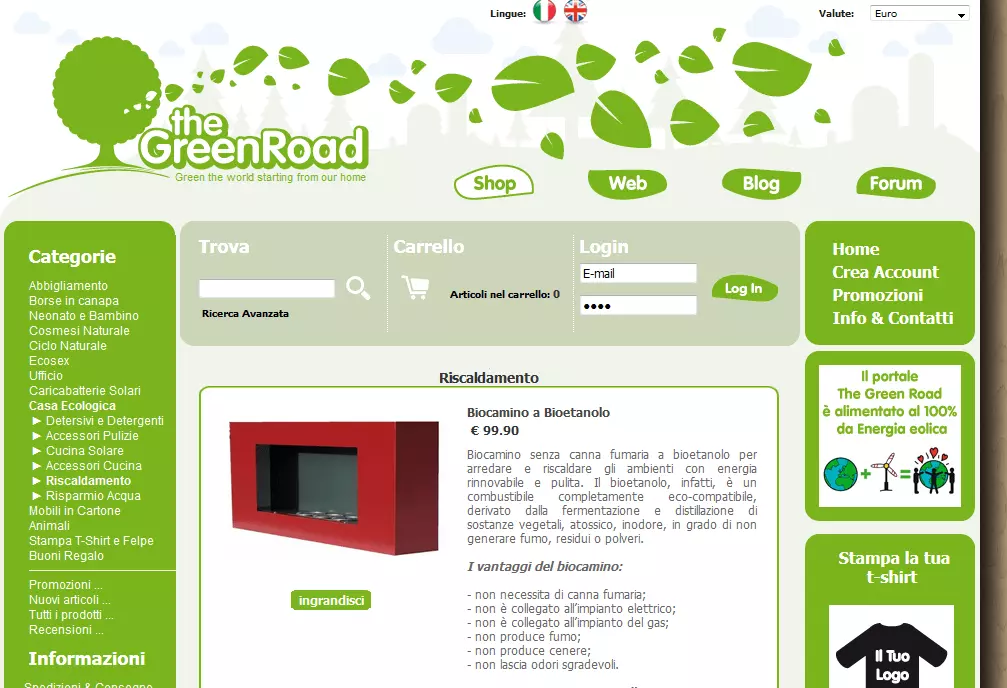 Pagina di The Green Road dedicata alla casa ecologica