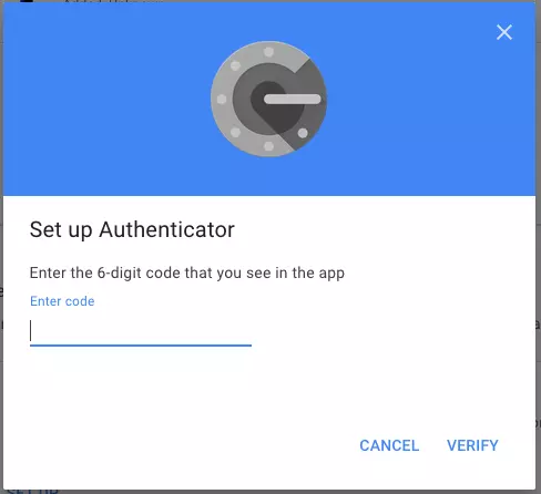 Applicazione Google Authenticator: richiesta del codice durante la configurazione