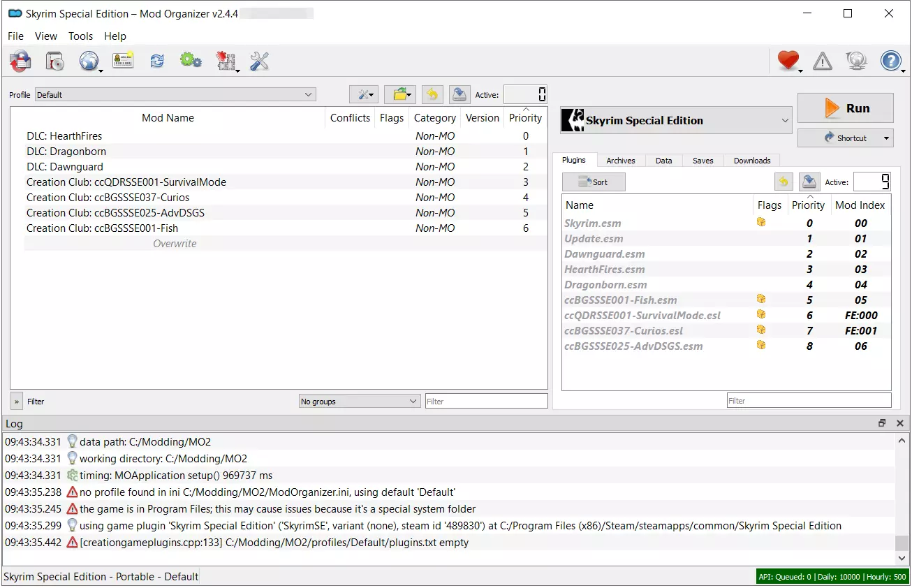 Mod Organizer 2 con istanza di Skyrim configurata