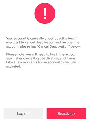 Riattivare l’account TikTok