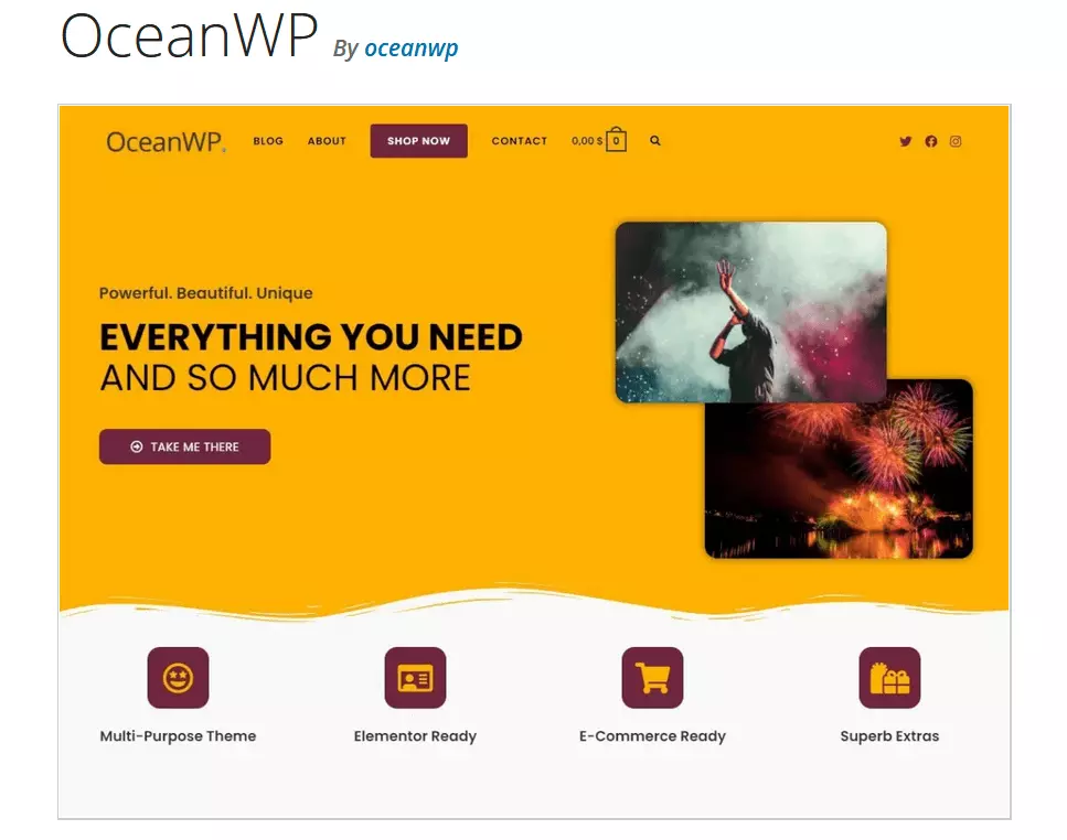 Anteprima del tema WordPress OceanWP su WordPress.org