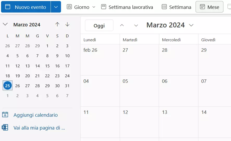 OWA: aggiungi calendario