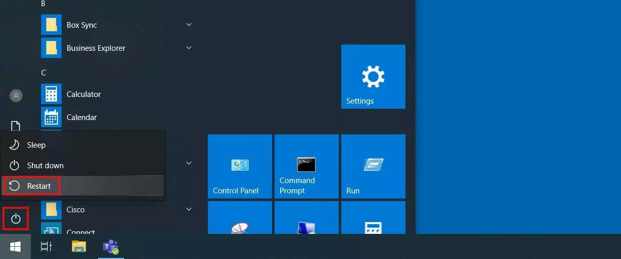 Windows 10: “Riavvia il sistema”