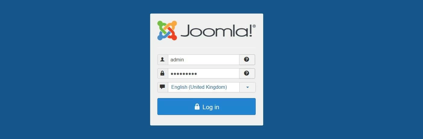 Joomla: finestra di login del backend