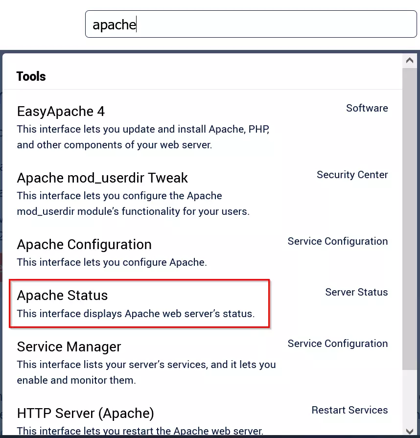 Webhost manager: risultati per Apache