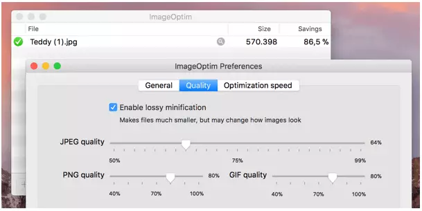 Impostazioni di ImageOptim