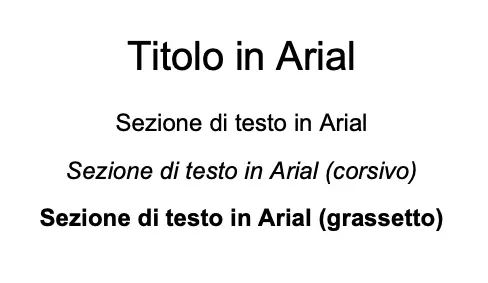 Esempi di testo per il font Arial