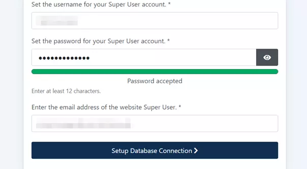 Installazione di Joomla: schermata per impostare i dati di accesso