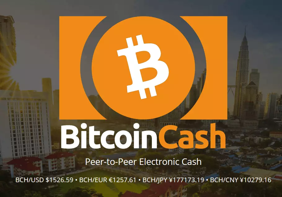 Screenshot del sito di Bitcoin Cash