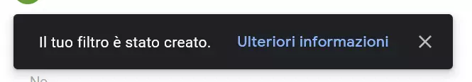 Conferma della creazione di un filtro