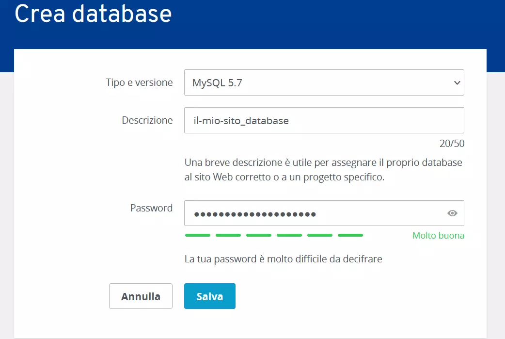 Creare un database sul Cloud Panel di IONOS