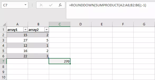 ARROTONDA.PER.DIF e MATR.SOMMA.PRODOTTO in una formula