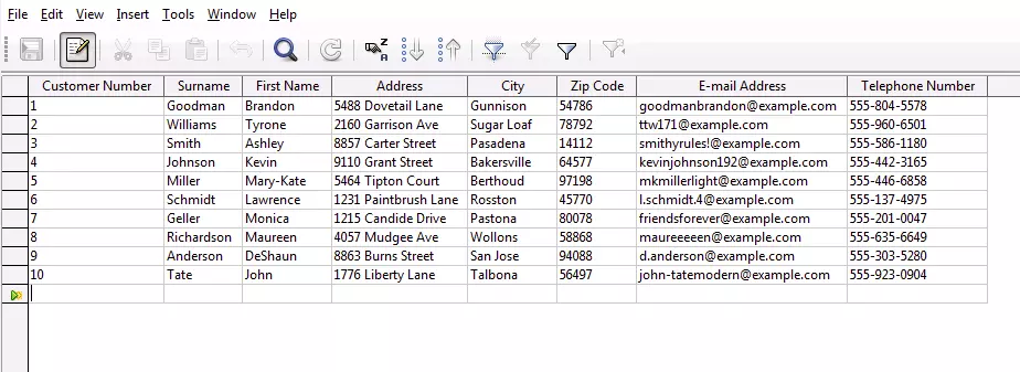 Esempio di banca dati clienti in Libre Office Base