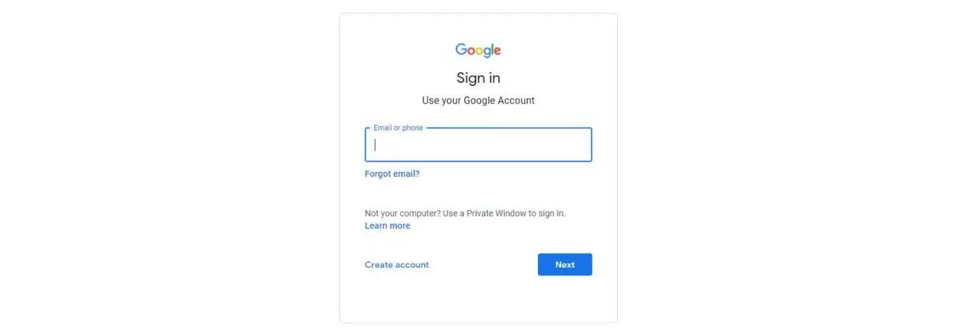 Finestra per accedere all’account Google