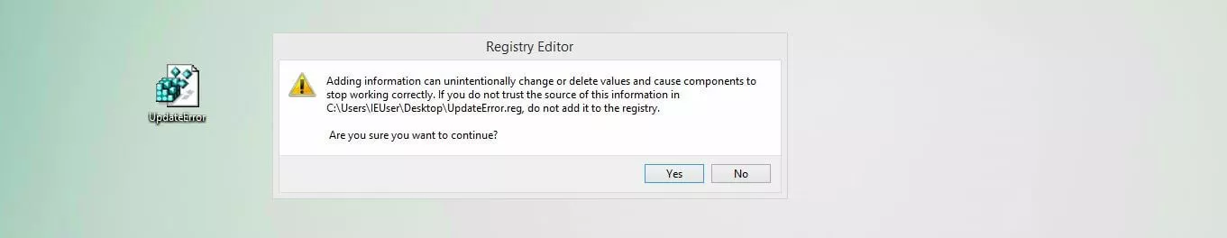 Windows 10: Finestra di dialogo di importazione dell'editor del registro