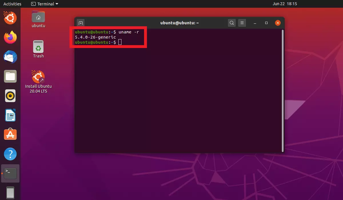Comando uname -r nel terminale