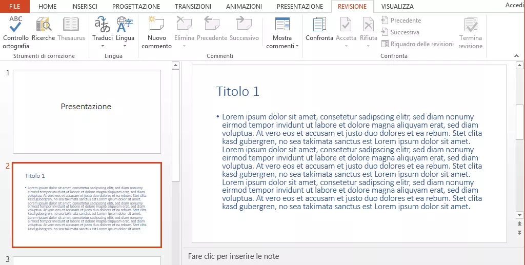 Inserire un file Word in PowerPoint: testo formattato