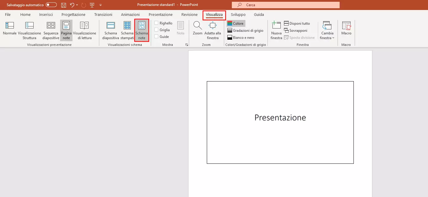 PowerPoint: aprire master note