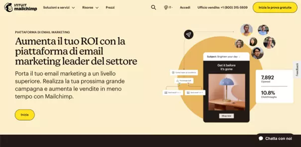 Sito web di MailChimp