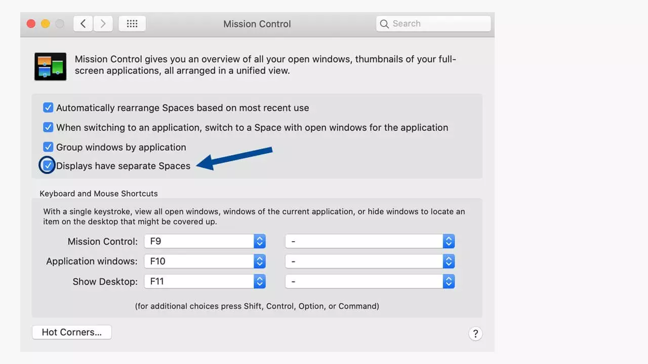 Pannello di controllo del macOS