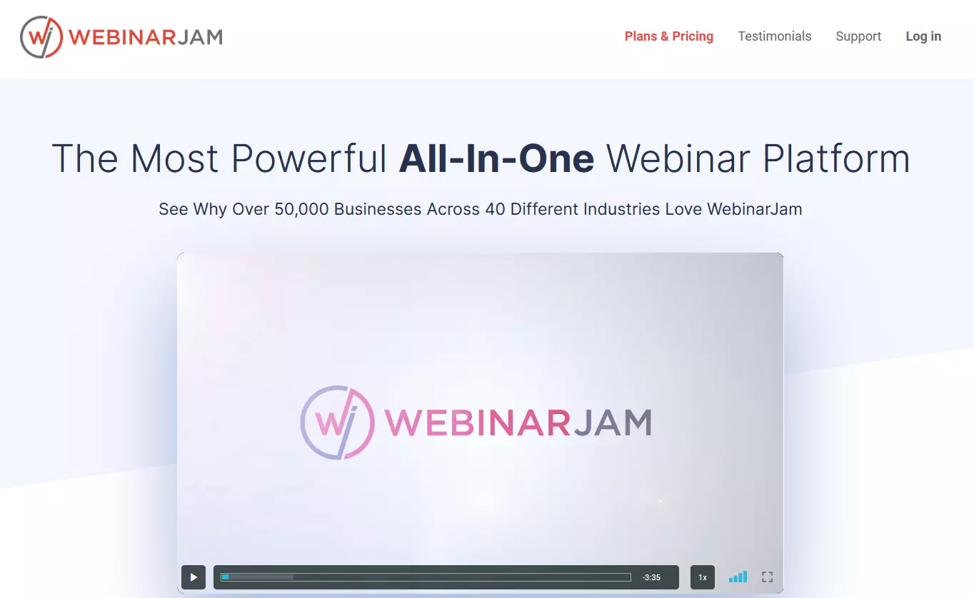 Homepage di WebinarJam