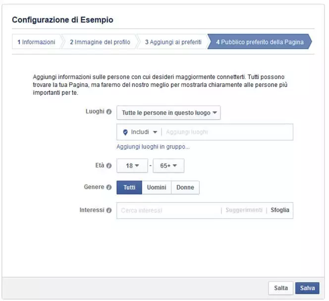 Impostare una pagina Facebook: definire il target