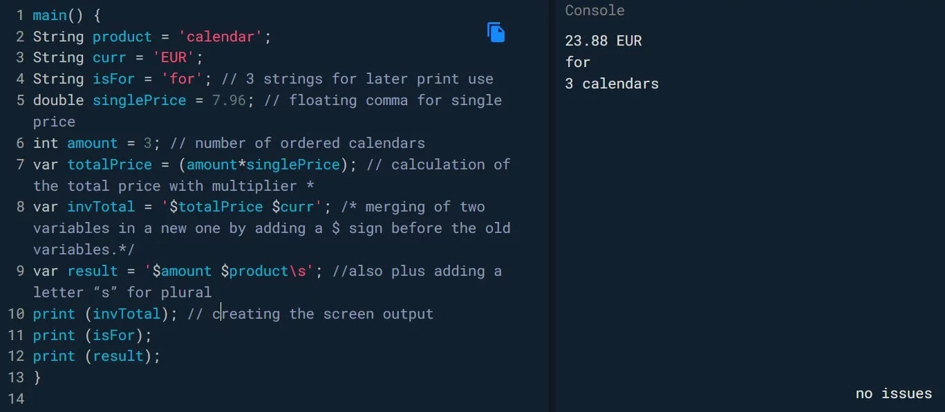 Programmare con DART: calcolo semplice