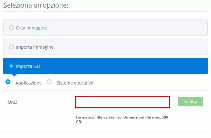 Importare l’ISO nel pannello di IONOS Cloud