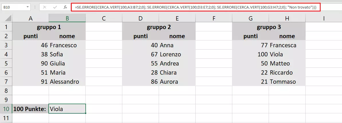 Combinazione di più funzioni CERCA.VERT con l’ausilio di SE.ERRORE