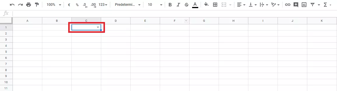 Google Sheets: menu a tendina